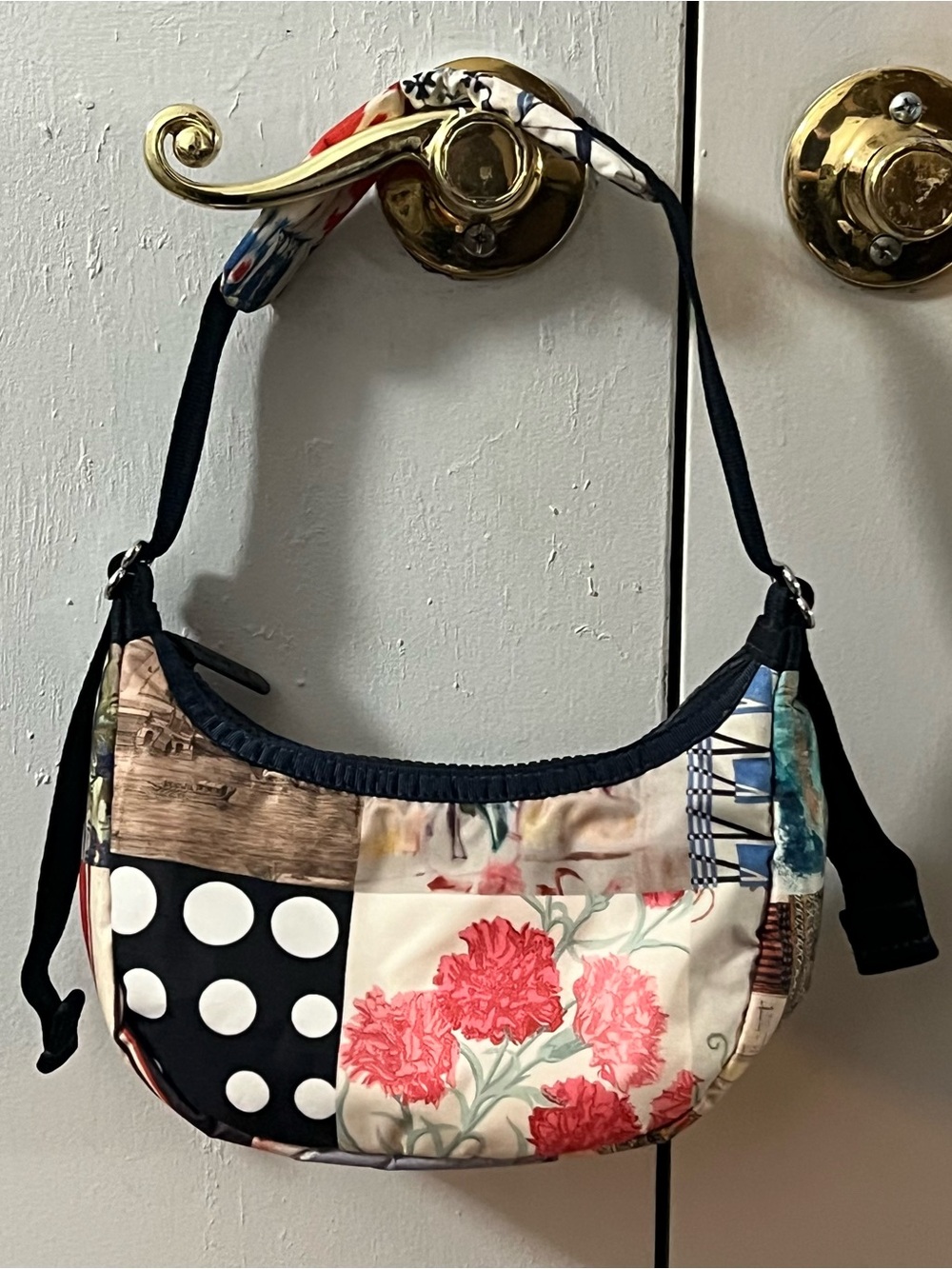 NWOT mini crescent Libertine X Lesportsac patchwork purse